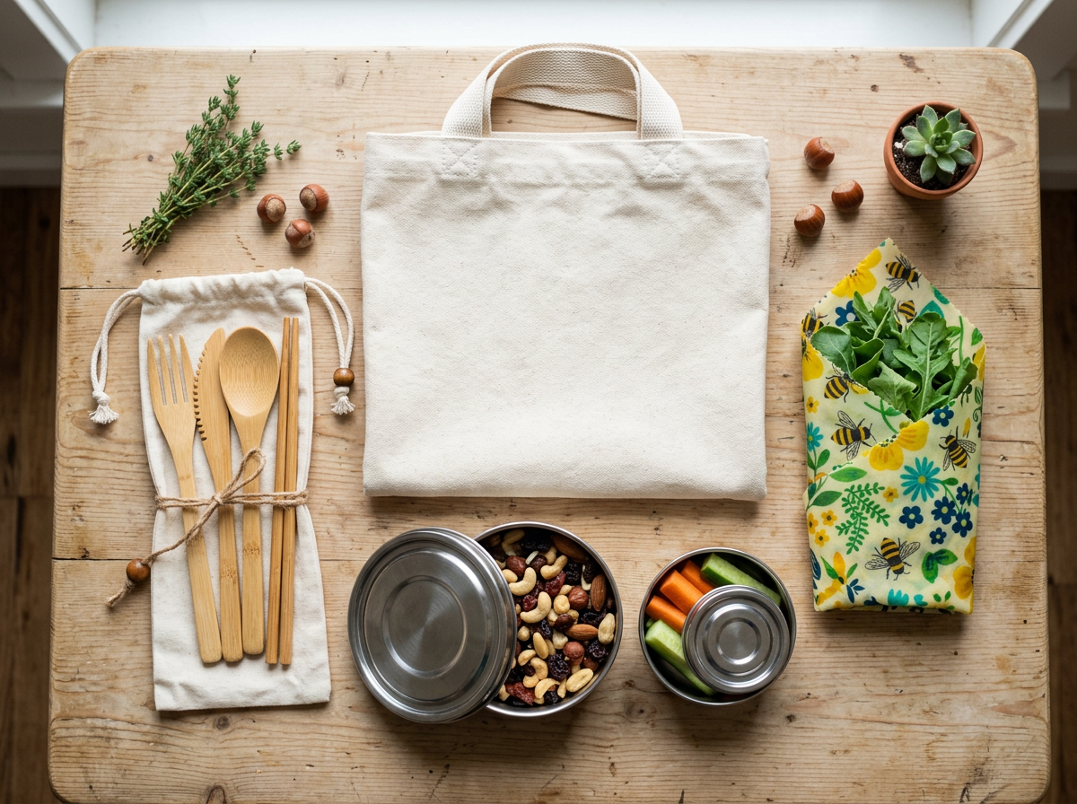 Zero waste tools like produce bags and food wraps